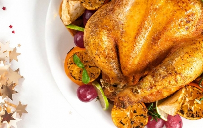 Різдвяне курча в шампані з мандаринами
