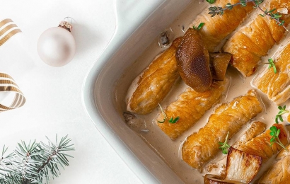 Крученики в соусі з лісових грибів та ялівцем